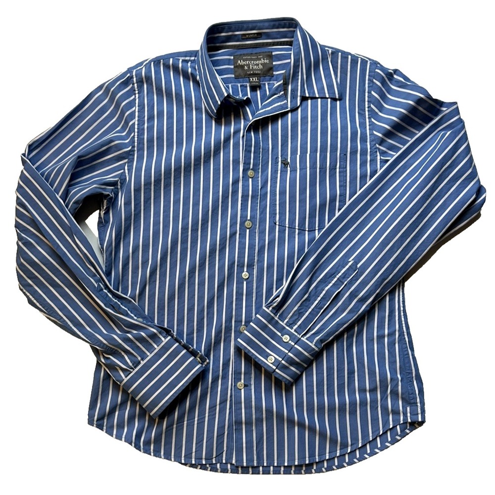 Abercromie & Fitch Muscle Preppy Effortless Stripre Button Unisex Size 2XL